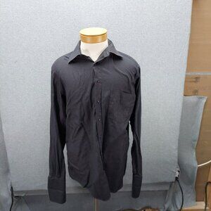 Zanetti Men's Button Down Gray Ribbed Dress Shirt 100% Cotton 17 Made in Italy